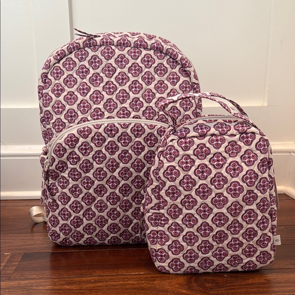 NEW Vera Bradley Lavender Geo Backpack & Lunch Set